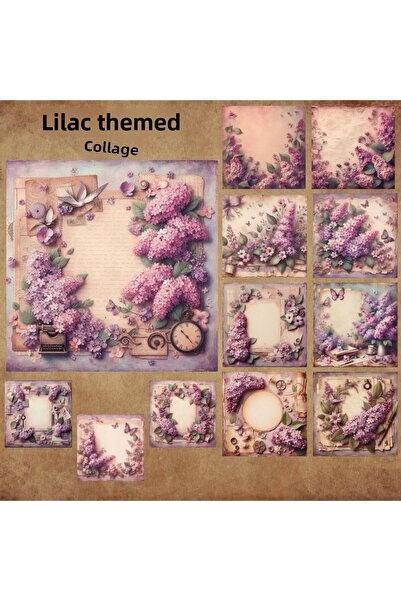 Pink Swan Craft Set de 12 autocolante cu tematică liliac vintage pentru colaj...