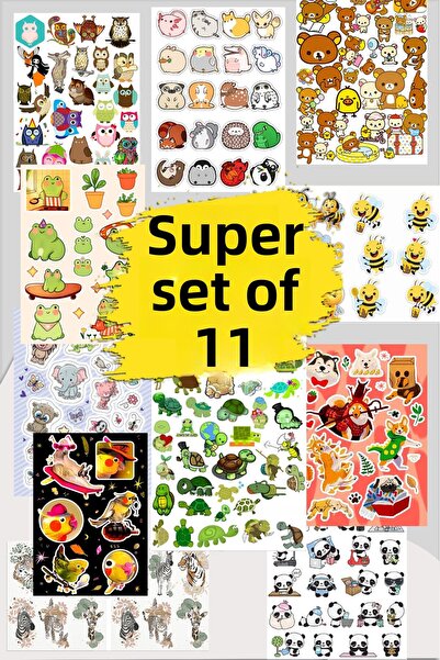 LiyaCraft Σετ αυτοκόλλητων 11 σελίδων Cute Animal Concept