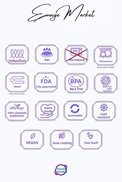 emaye market Set of 3 Enameled Dough Legeni, Salad Dumplings and Vicious Mixing Bowl - Deep Plate