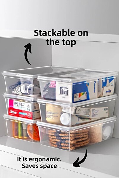 Espas Home 10 Self-Covered Storage Containers Suitable for Deep Freezer - 10 Pieces 1 Lt