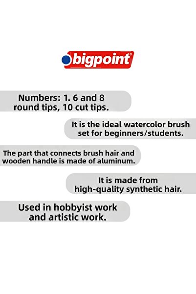 Bigpoint 111 & 210F Series - Set of 4 Synthetic Bristle Brushes with Round and Cut Tip