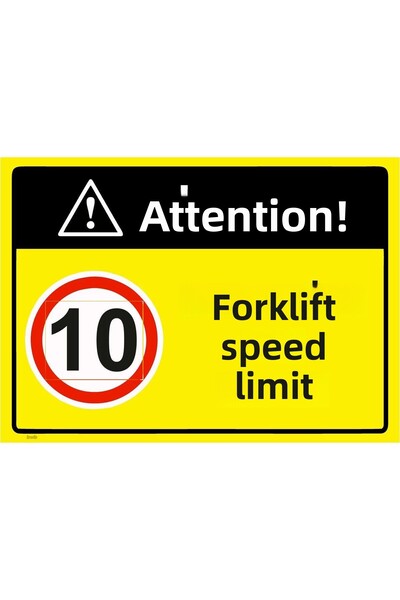 ZiPrinter انتبه! 10 لافتات تحذيرية لحدود سرعة الرافعة الشوكية isg PVC A3 30x4...