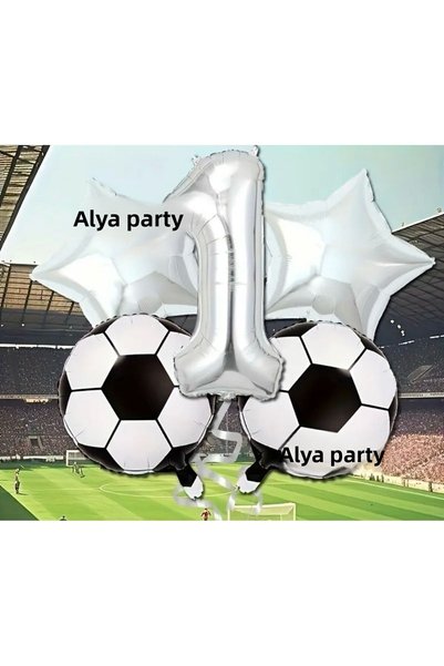 ALYA PARTY Silver Number Foil Balloon Soccer Bulk Birthday Set