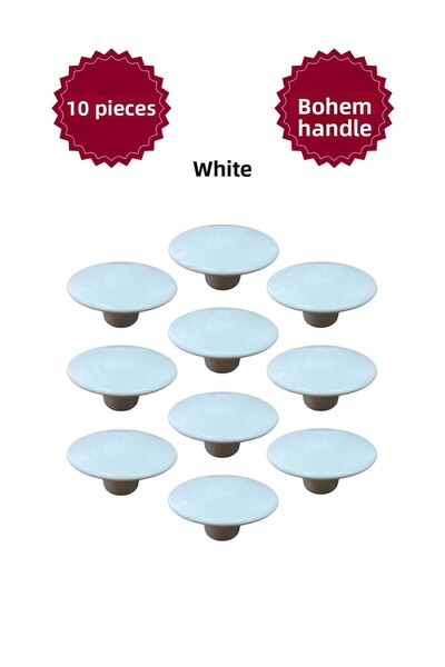 MKLAKS بوهيميا البلاستيك زر أبيض طبق مستدير الأثاث درج المطبخ خزانة 10 'حزمة ...