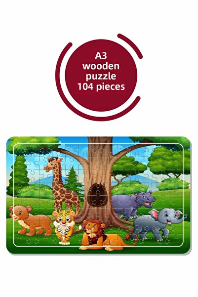 Baskı Atölyesi لغز حيوانات لطيفة A3 مكون من 104 قطعة، لعبة، منشار قطع