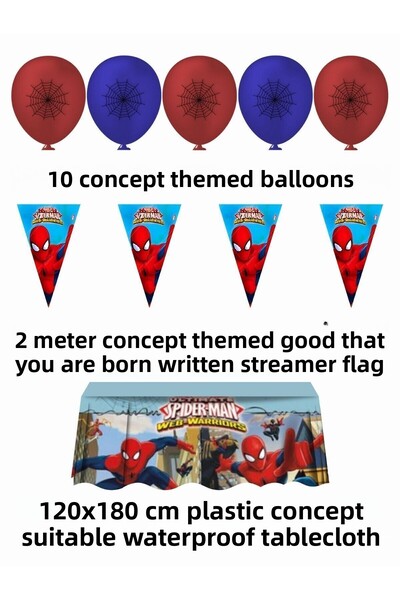 SPIDERMAN Σετ πάρτι γενεθλίων με στολίδια για 8 άτομα με πανό Spiderman