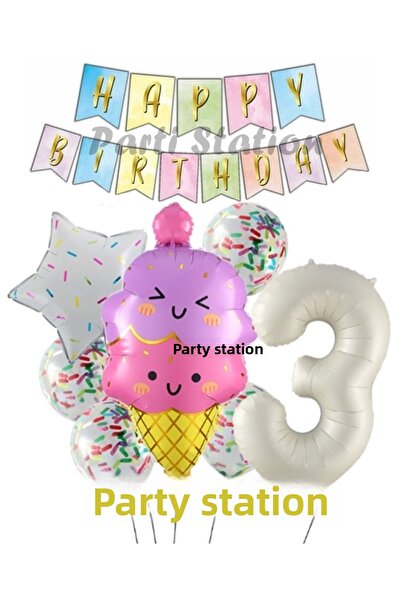 Parti Station مجموعة بالونات Ice Cream Ice Cream Concept لعيد الميلاد بعمر 3 ...