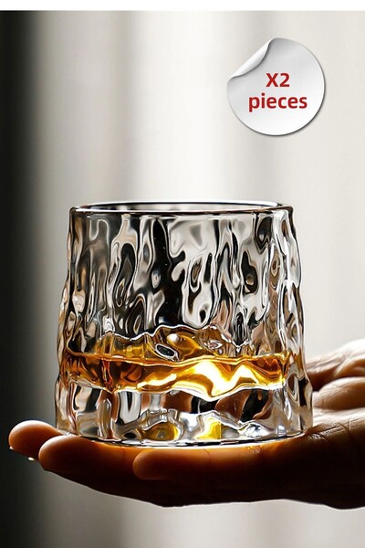 HUBBYCHEF كأس ويسكي كوكتيل زجاجي 360 زجاج دوار مجموعة من 2 160 مل