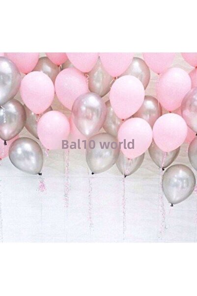 RÖNESANS PARTİ Pink-silver Balloon Set 50 Pieces