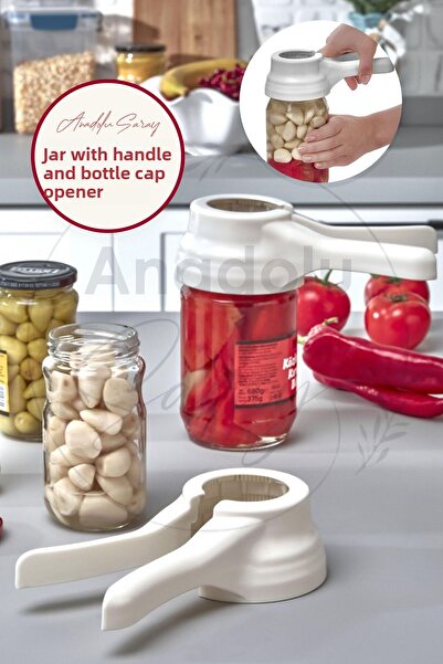Anadolu Saray Capac practic pentru borcan - Deschizător de mâner pentru sticle Aparat de deschidere a borcanului