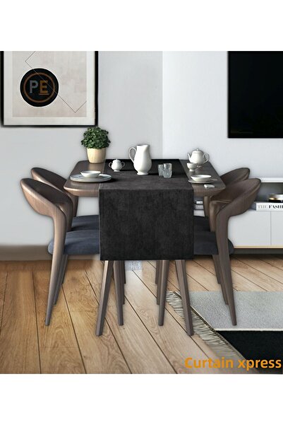 Perdexpress Soft Concept Velvet Texture Black Runner