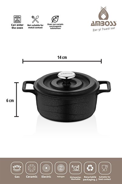 Amboss Bellus Mini 5 Piece Black Cast Pot Set - Food and Sauce Bowl etc.
