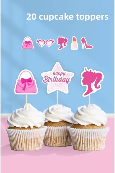 neşeli günlerim Ornament pentru scobitori pentru cupcake cu tema fetiță roz, ...