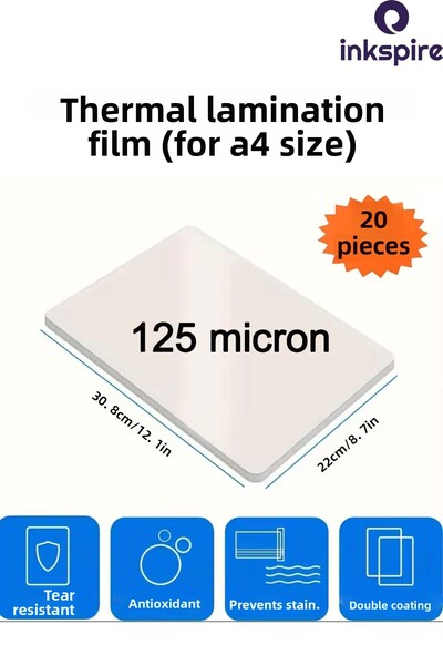 inkspire فيلم الترقق الحراري A4 20 قطعة 125 ميكرون تغليف لامع 1 حزمة PVC تغطي...