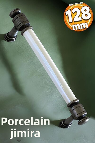 Badem10 Limira (Premium) Porcelain Mother of Pearl Antique Antique Silver 128 mm Furniture Kitchen Cabinet Handle Handle Handles