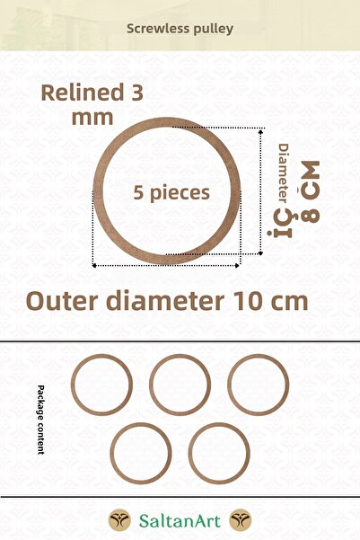 SaltanArt 5 قطع بكرة خشبية بدون براغي 10 سم - سمك 3 مم (2,7 مم)