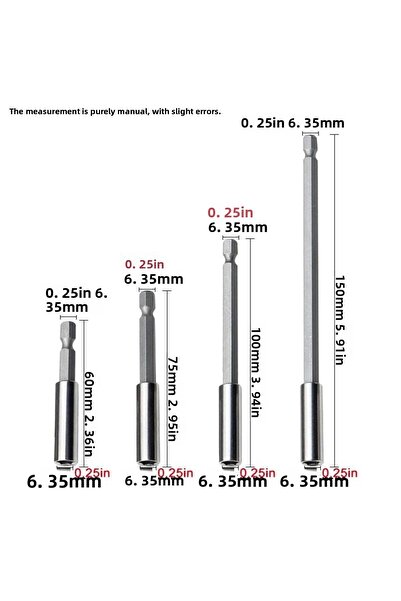 Choice 4PC 60-150mm 60/75/100/150mm Hexagonal Shank Extension Connecting Rod ...