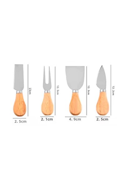 ViZKA Stainless Steel Cheese Knife Set with Wooden Handle, 4 Piece Luxury Bamboo Cheese Serving Set 1St Quality