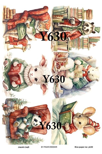 LİNEART Lineart Christmas Pattern Brass Decopage Paper No:Y630- 29X42Cm