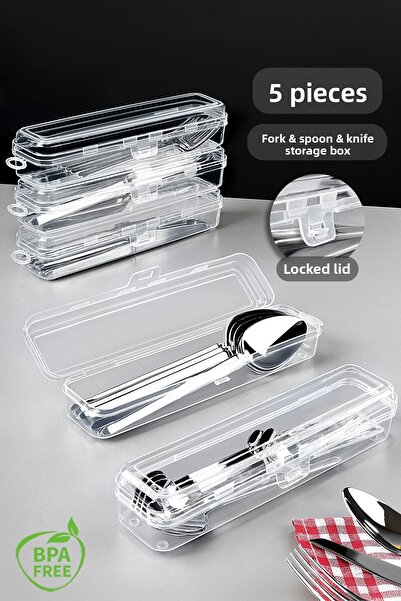 Meleni Home Recipient de depozitare pentru tacâmuri 5 buc - Recipient de tran...