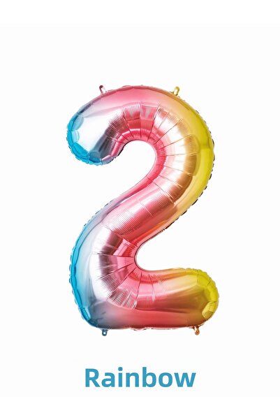 Bunloon Rainbow Color 2 Number Giant Foil Balloon 76 cm Birthday Party Decora...
