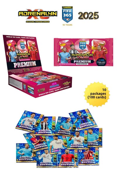 hediyecik FIFA 365 Premium - بطاقات لاعب كرة القدم Adrenalyn XL 2025 10 عبوات...