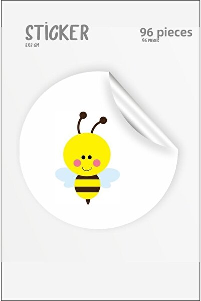 43 cici süsler organizasyon Αυτοκόλλητο με Φιγούρα Μέλισσας 96 Τεμάχια 3x3 εκ
