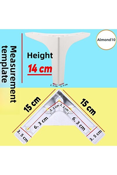 Badem10 Mother of Pearl Set of 6 Furniture Tv Unit Sofa Bed Armchair Couch Support Leg 14 cm White Base Legs M8