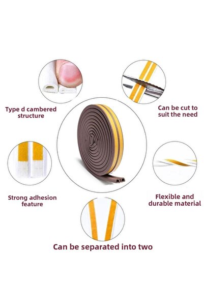 Badem10 10X2=20 Meters Brown Door Window Tape - Cold Insulation Rubber Tapes