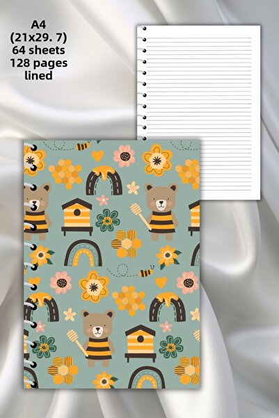 daily notebook دفتر ملاحظات مدرسي حلزوني مخطط 64 صفحة - مقاس A4 (21x29,7 سم)