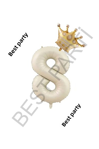 BEST PARTİ DOĞUM GÜNÜ PARTİ SÜSLERİ Beige Number and King Crown Foil Balloon ...
