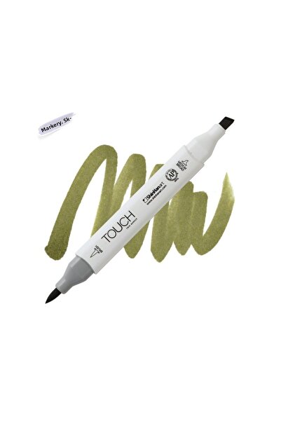 Shinhan Art Touch Twin Brush Pen : Double Sided Marker : Y225 Olive Green Dark