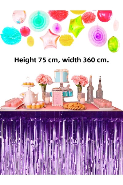 snowparty Fusta de masă metalizată violetă Fusta de masă strălucitoare Ornament pentru ziua de naștere