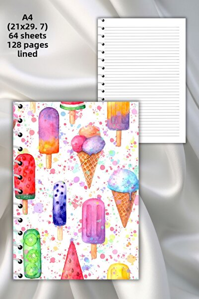 daily notebook دفتر ملاحظات مدرسي حلزوني مخطط 64 صفحة - مقاس A4 (21x29,7 سم)