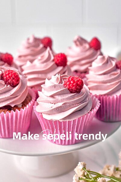 Trend Hediye Sepeti 200 قطعة من كعكة المافن الوردية - ورق كب كيك 50 × 40 مم و...