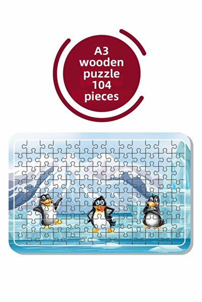 Baskı Atölyesi لعبة ألغاز كيوت بينجوينز A3 مكونة من 104 قطعة، منشار الصور الم...