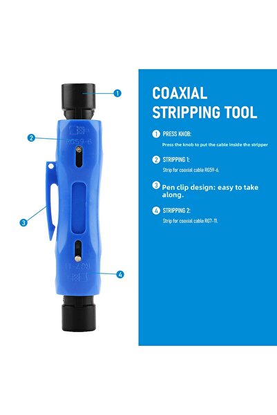 Choice1 كماشة تجريد الكابلات المحورية الزرقاء MT-323 من نوع القلم، أدوات يدوي...