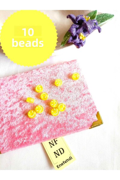 ENEFENDİ 10 bucăți brățară cu mărgele cu fața zâmbitoare galbenă, cu orificiu...