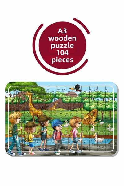 Baskı Atölyesi لغز حيوانات لطيفة A3 مكون من 104 قطعة، لعبة، منشار قطع