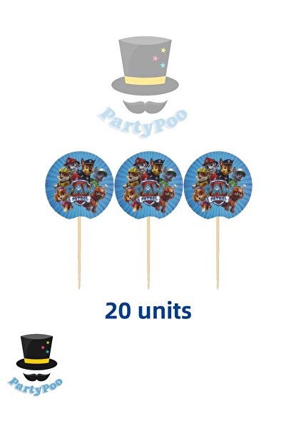 PartyPoo 20 مسواك بطابع باو باترول |   زينة حفلة عيد الميلاد ومسواك الزخرفية