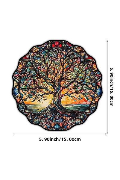 Choice Brown 5.9inch Tree of Life Wall Art Decor Sun Hanging Sign Round Indoo...