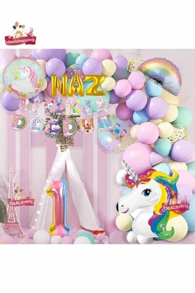 Bkmc Σετ μπαλονιών με θέμα το Unicorn και 3 χρυσά γράμματα - Χρόνια Πολλά, Σε...