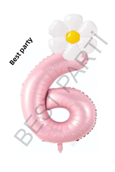 BEST PARTİ DOĞUM GÜNÜ PARTİ SÜSLERİ Pink Number and White Daisy Foil Balloon ...