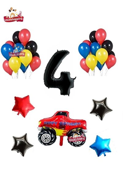 Bkmc Set de petrecere colorat foliat pentru 4 ani cu mașină de raliu