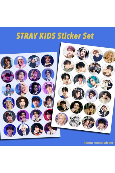 Güneş Kırtasiye Σετ Αυτοκόλλητων Stray Kids 2 Φύλλα 48 Στρογγυλά Αυτοκόλλητα