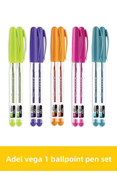 Adel مجموعة من 10 أقلام حبر جاف فيجا بألوان متنوعة