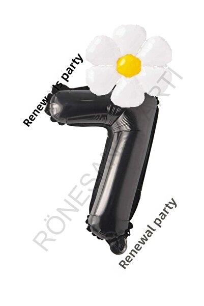Generic Brand Black Number and White Daisy Foil Balloon Set Age 7