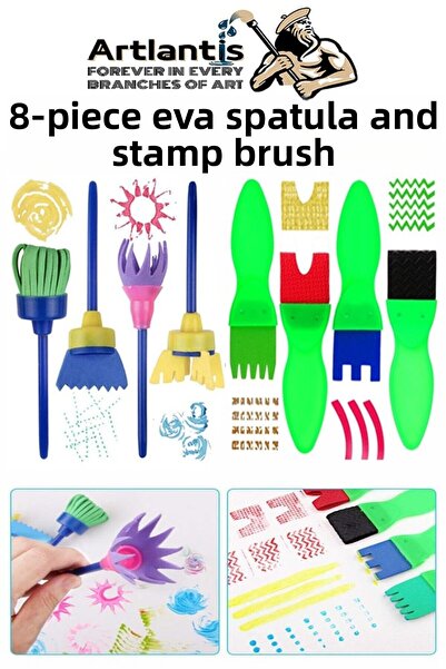Artlantis Eva Spatula and Stamp Brush 8 τεμάχια σε 1 συσκευασία Πλαστική βούρ...