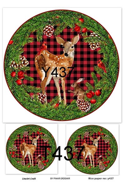 LİNEART ورق ديكوباج نحاسي بنمط عيد الميلاد الخطي رقم: Y437 - 29x42 سم