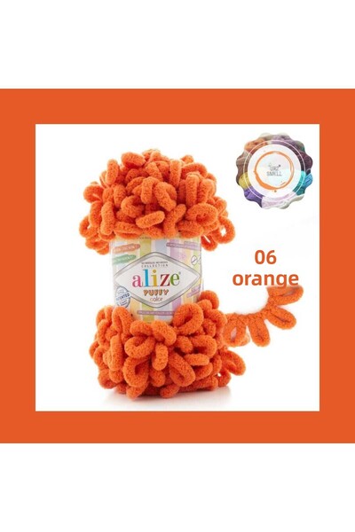 Alize Puffy El Knitting Yarn 06 Orange Big Bowknot (SINGUL) - 100 Gr. 9 metri...